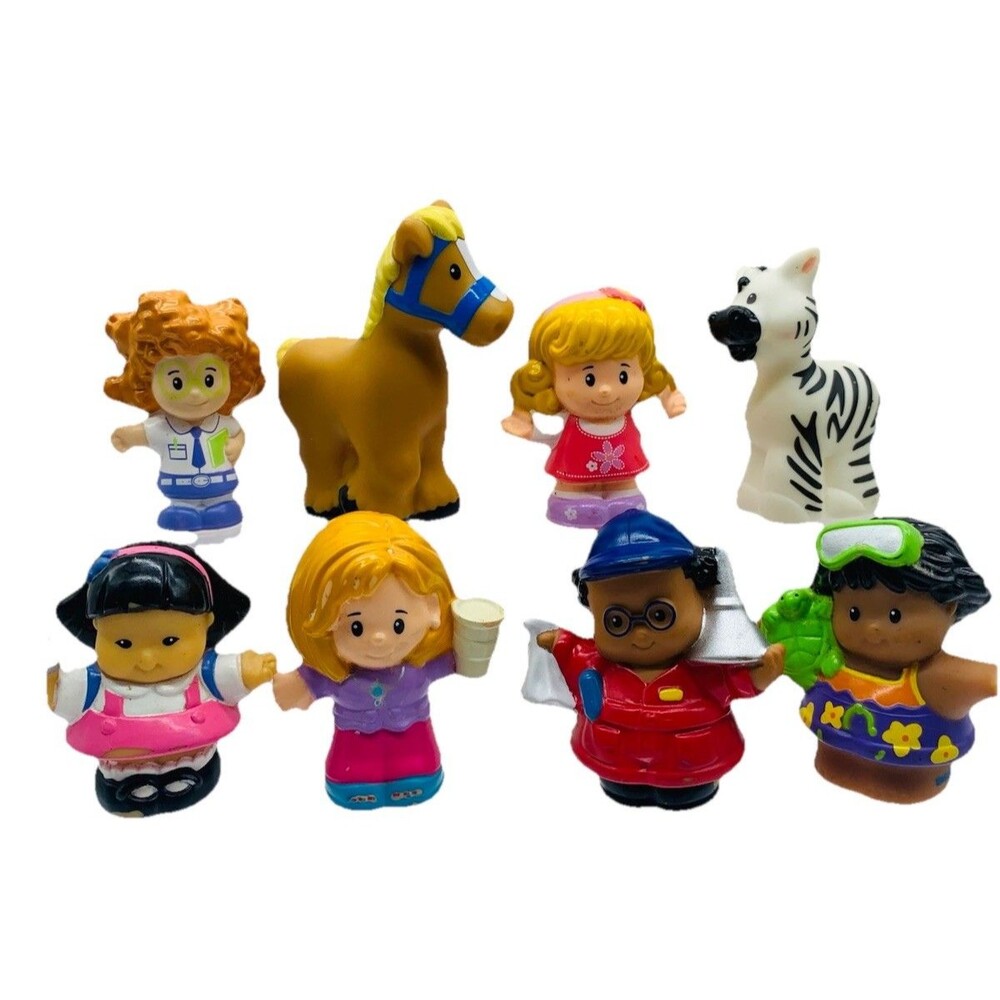 Fisher Price Little People Boy Girls Mechanic Swimmer Horse Zebra FP Lot of 8